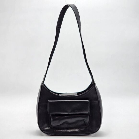 Fossil Y2K Long Handle Black Leather Shoulder Bag - Picture 1 of 12